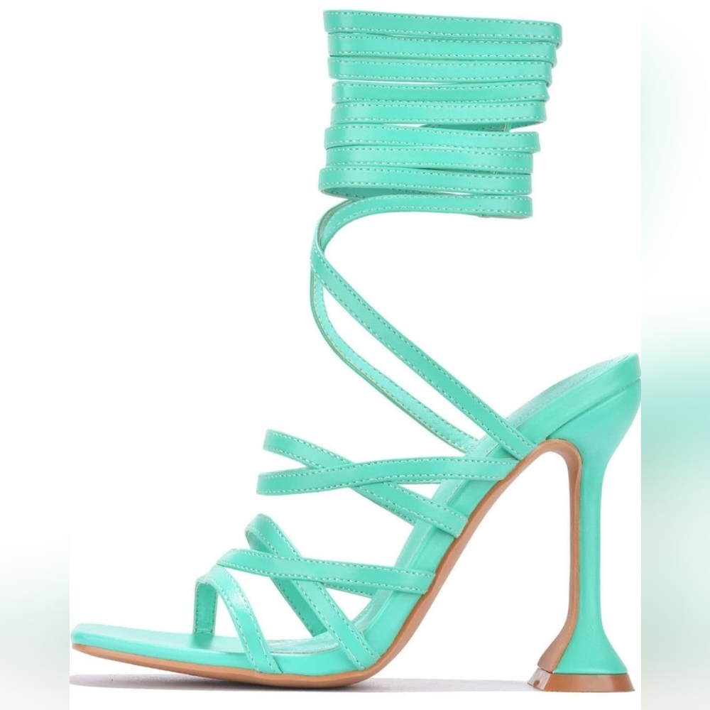 Flare Heel Strappy Sandals